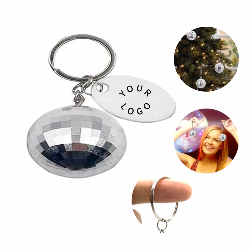 Mini Disco Ball Keychain with Tag