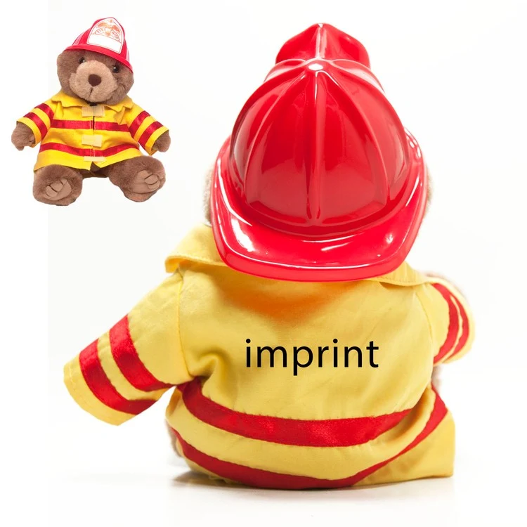 8" Firefighter Bear with one color imprint 1