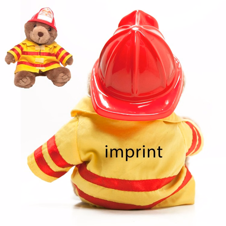 8" Firefighter Bear with one color imprint
