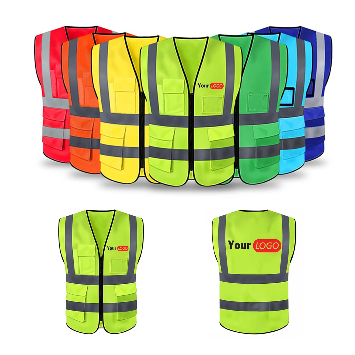 Safety Vest with Reflective Strips and Zipper Closure 1