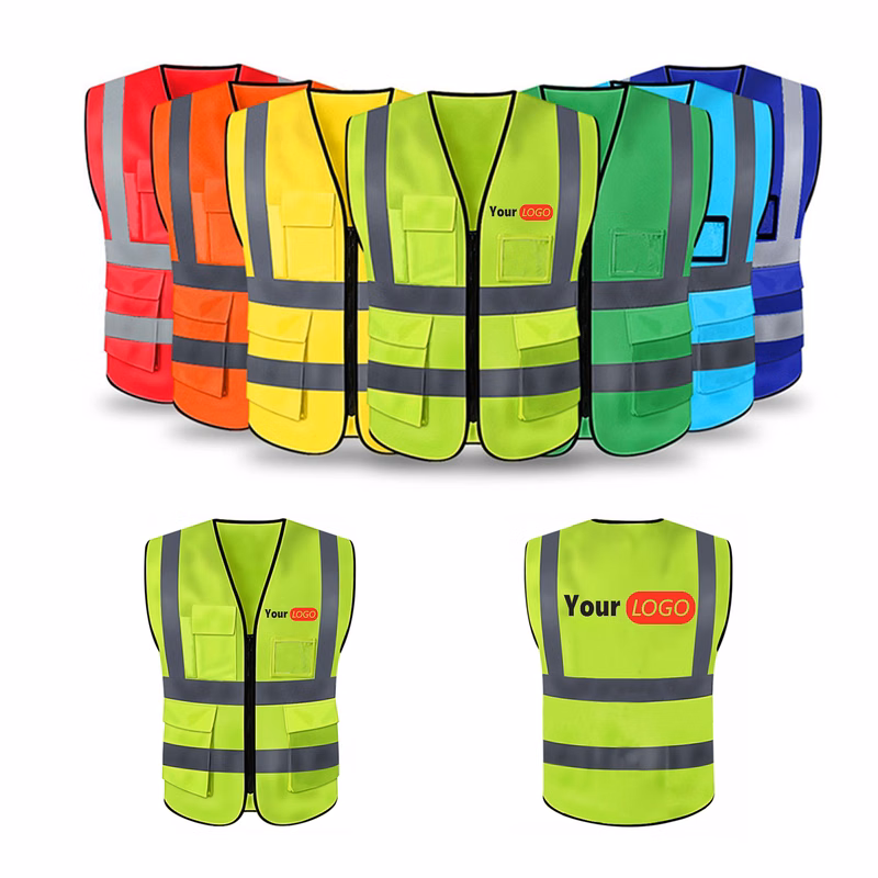 Safety Vest with Reflective Strips and Zipper Closure
