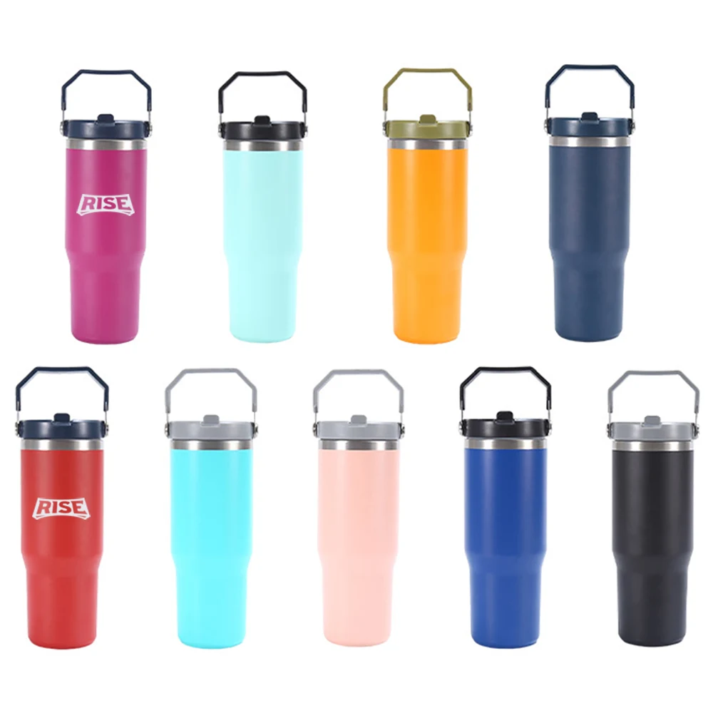 30 Oz. Vacuum Tumbler w/ Handle & Flip Straw Lid 1