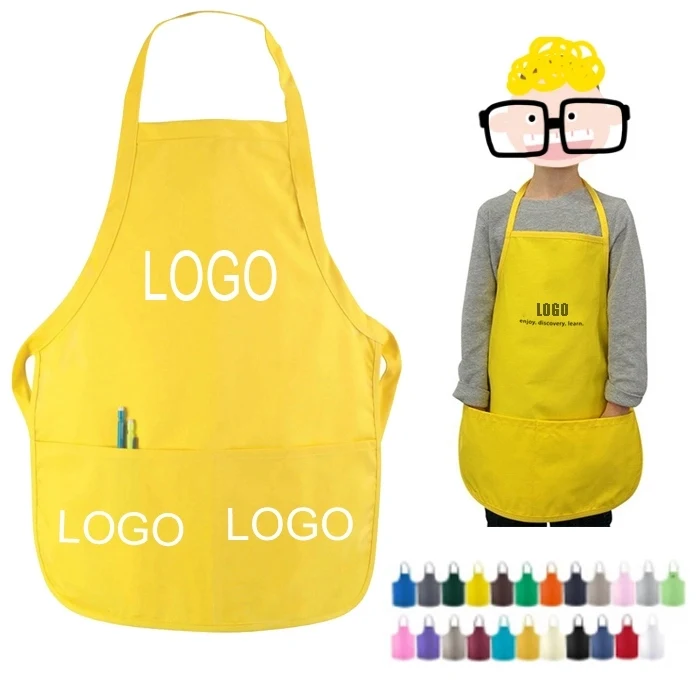 Cotton Kids bib apron with 2 pockets 1