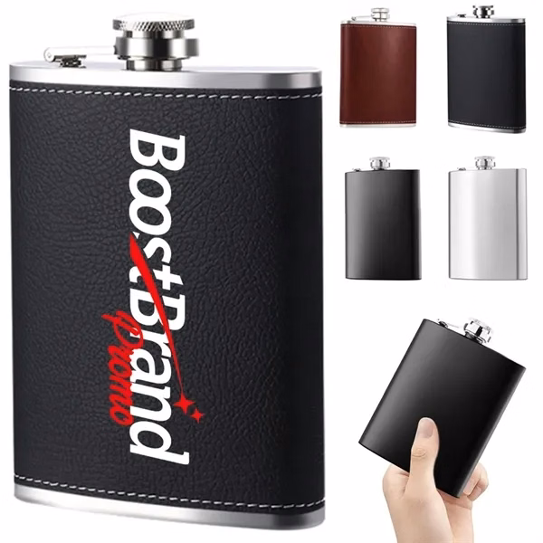 Custom 8 oz Stainless Steel Pocket Flask with Screw Cap — Portable Barware Gift