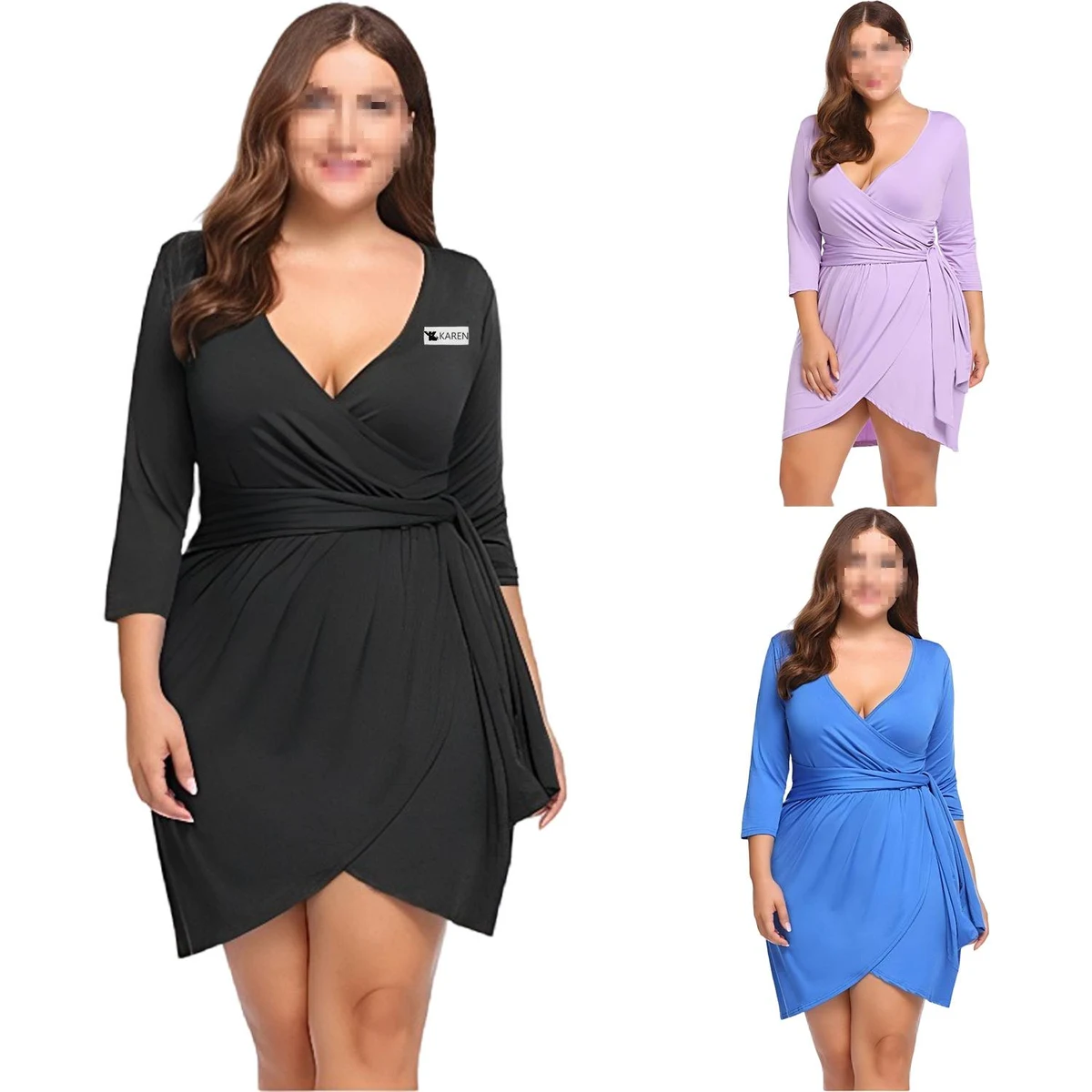 Solid Color V-Neck Casual Mini Dresses 1