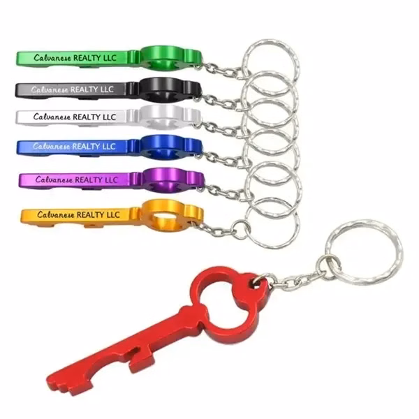 Custom Key-Shaped Aluminum Bottle Opener Keychain — Functional Bar Promo Essential