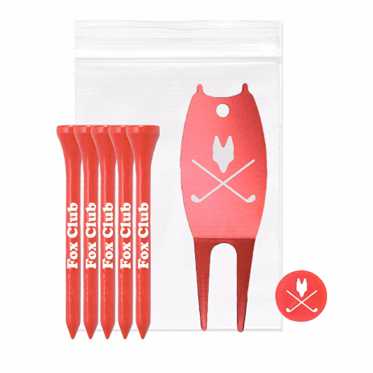 Golf Tee pack w/5 Tees, 1 Ball Marker, 1 Aluminum Divot Tool