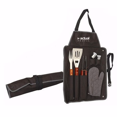 POLYESTER BBQ APRON SET (BLACK)