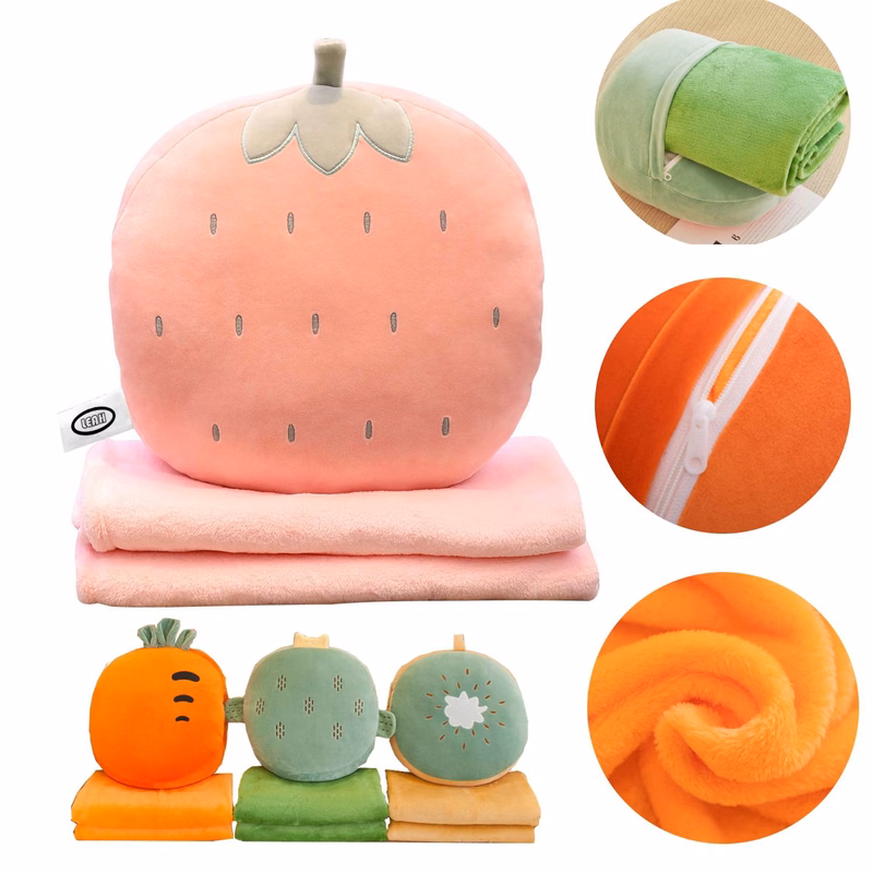 Fruit 2-In-1 Flannel Throw Pillow And Nap Blanket