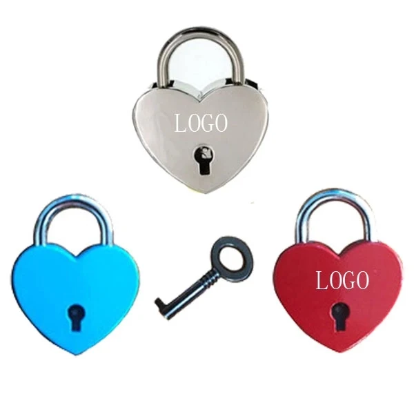 Heart Shape Nickel Metal Pad Lock And Key 1