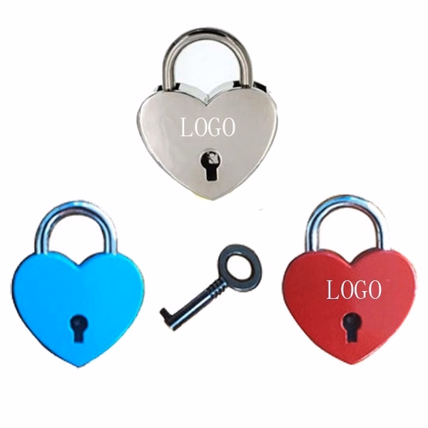 Heart Shape Nickel Metal Pad Lock And Key