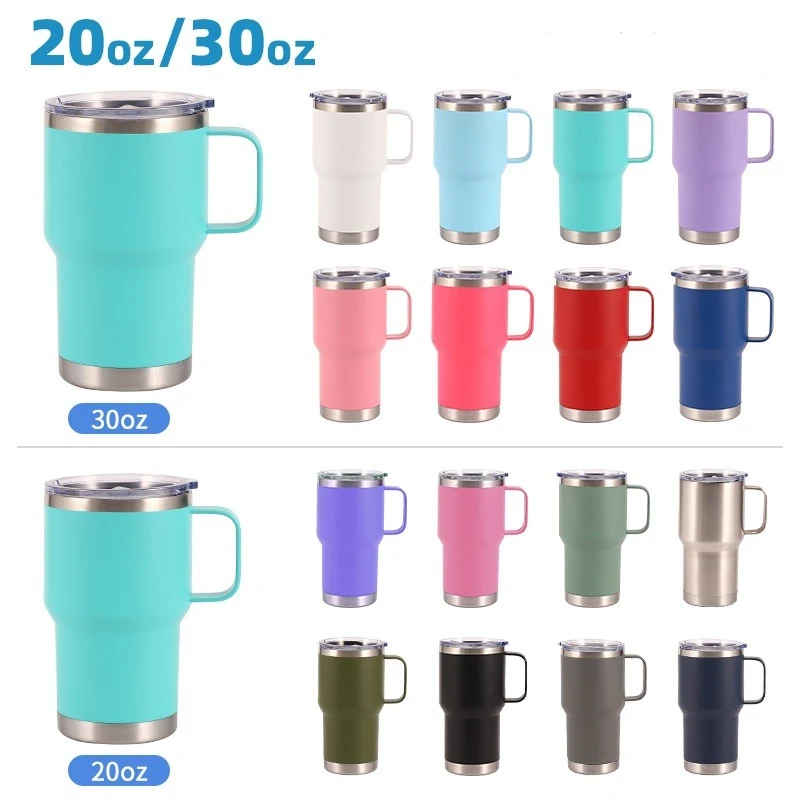 20 oz Stainless Steel Tumbler Insulated Travel Mug W/ Handle 1