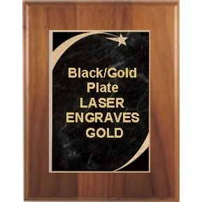 7" x 9" Cherry Finish Plaque with a Black Victory Star Marble Plate 1