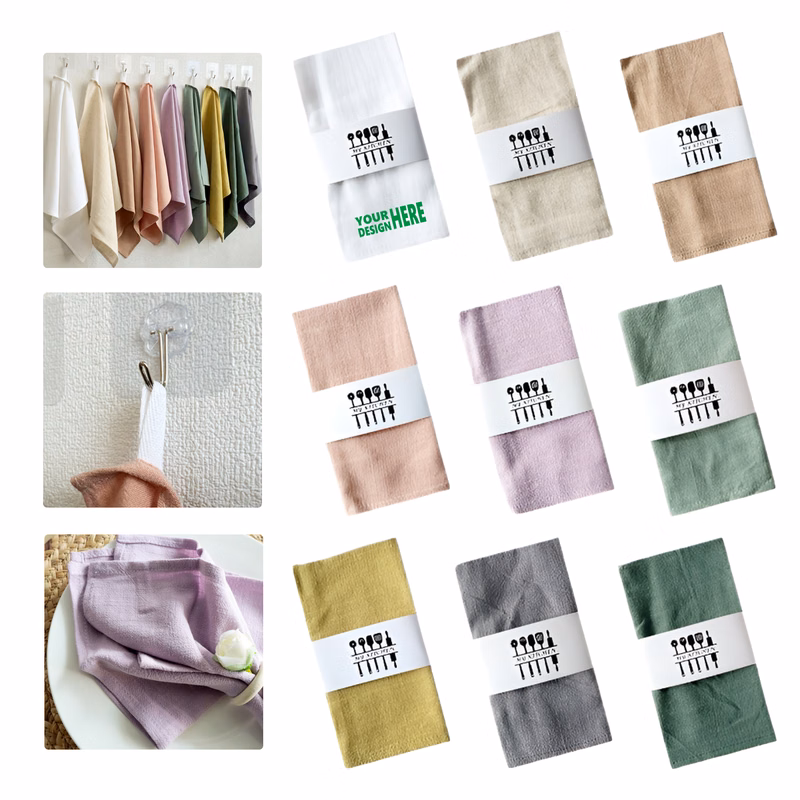 MOQ 50 Linen Cotton Dinner Napkins Square Wedding Table Cloth
