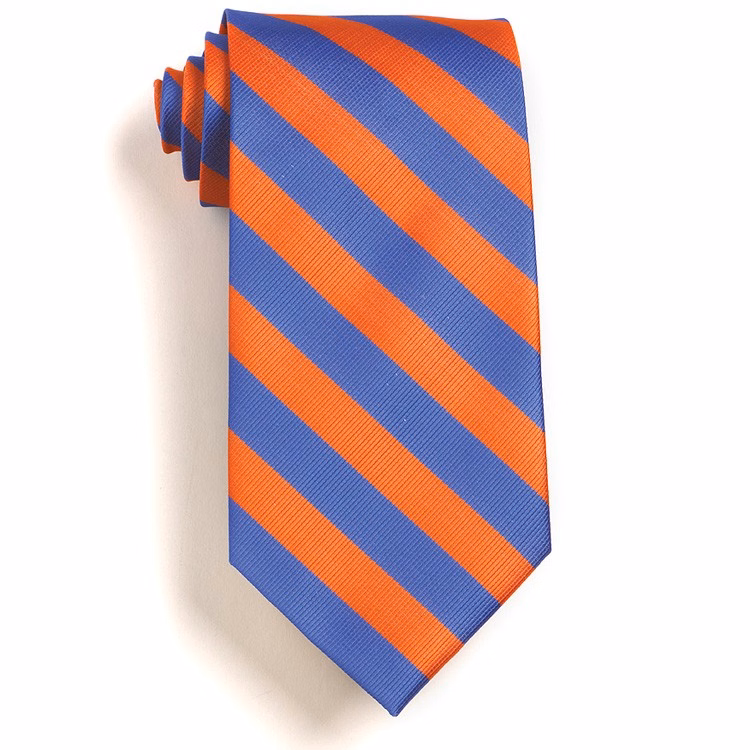 School Stripes Tie - French Blue/Orange