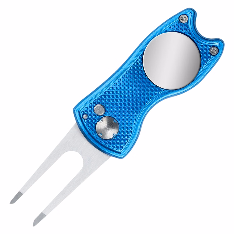 Alloy Foldable Golf Divot Repair Tool With Magnetic Ball Marker
