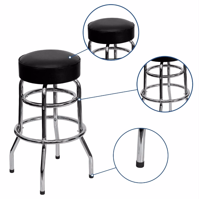 High Quality Padded Swivel Bar Stool Chrome Base