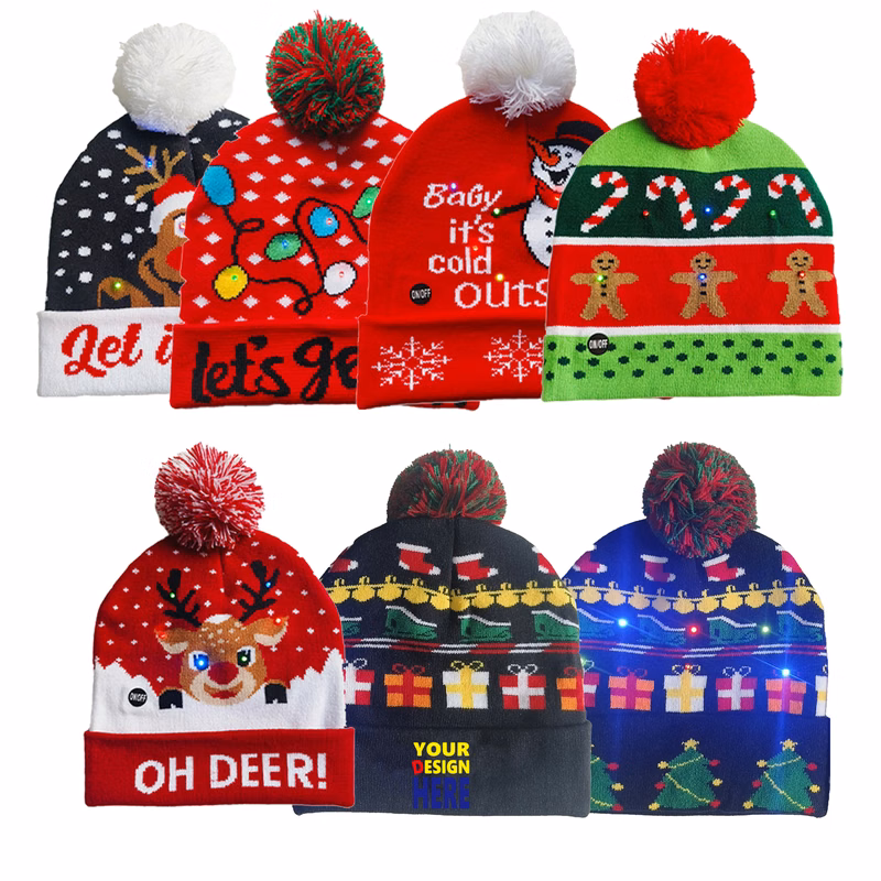 Hat LED Xmas Sweater Winter Christmas Beanie Knitted