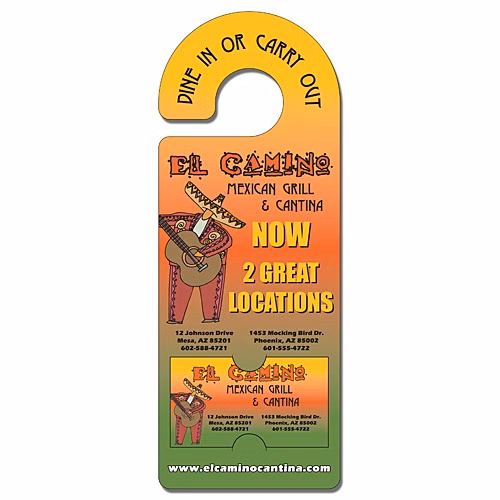 Door Hanger - 4x10.5 Extra-Thick Laminated with Rounded Handle and Business Card Insert - 24 pt.