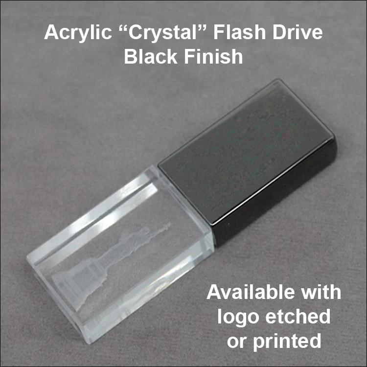 Acrylic "Crystal" Flash Drive / USB - Black - 512 MB Memory 1
