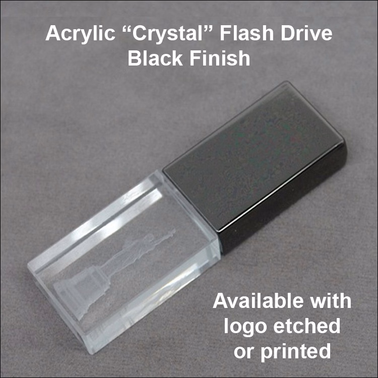 Acrylic "Crystal" Flash Drive / USB - Black - 1 GB Memory