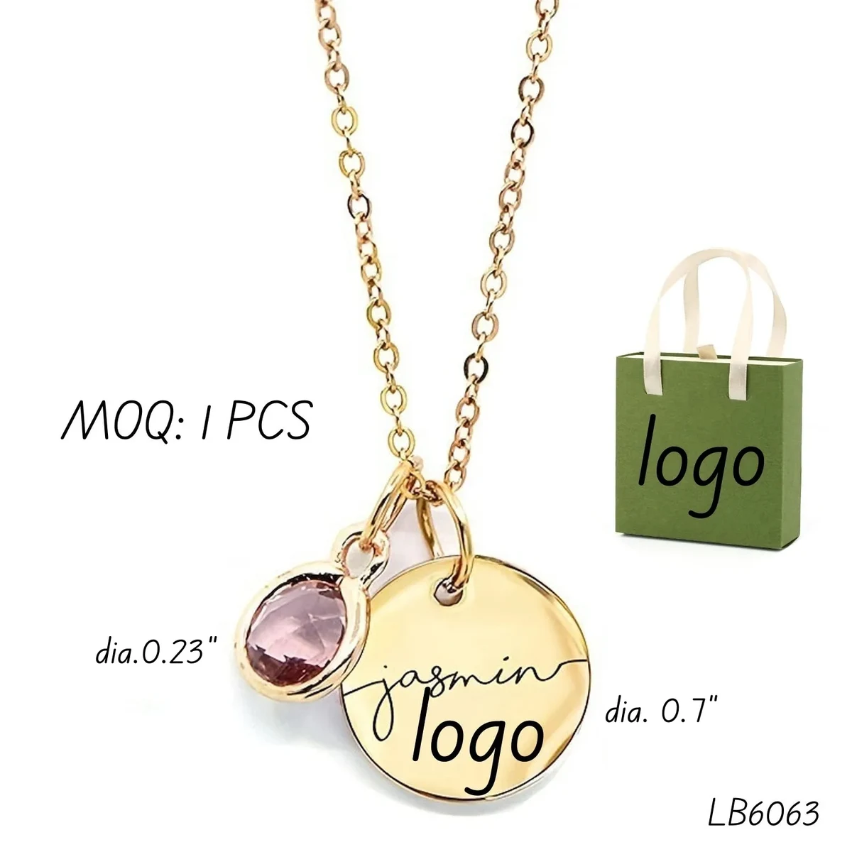 Personalized Name Necklace Gemstone with Birthstone Charm 1