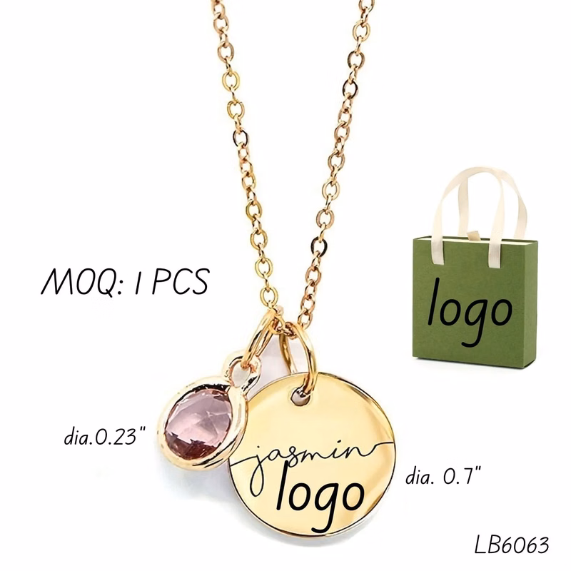 Personalized Name Necklace Gemstone with Birthstone Charm