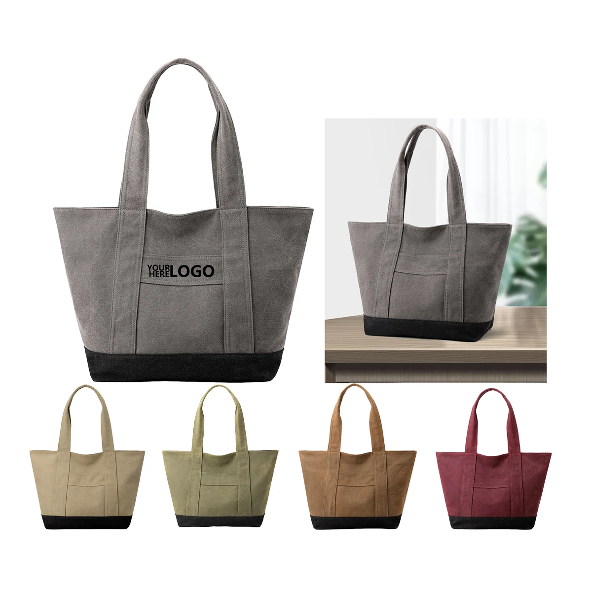 16oz Canvas Clash Color Tote Bag 1