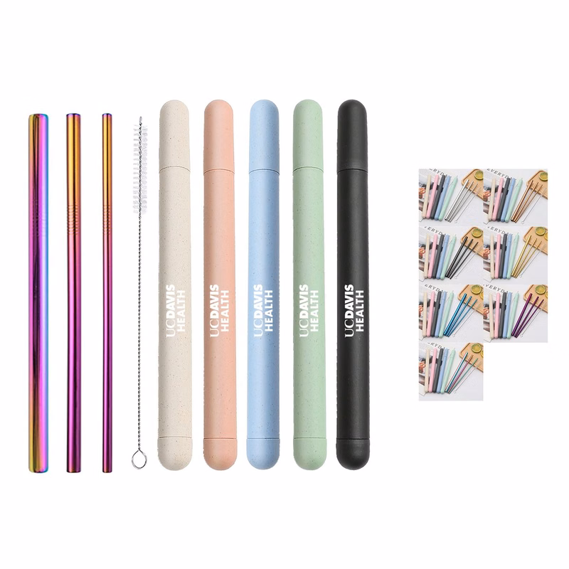 Reusable Drinking Straw w/Wheat Straw Case
