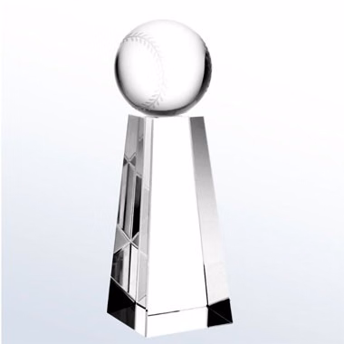 Optical Crystal Champion Baseball Trophy - Small