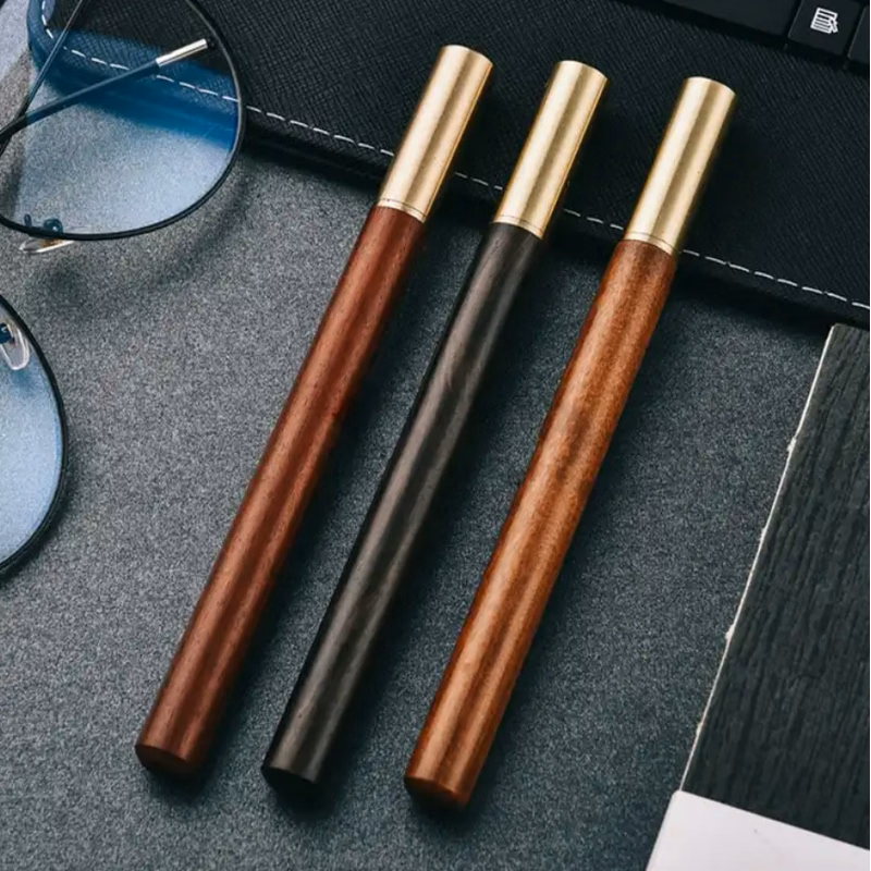 Wooden Rollerball Pen With Brass Cap