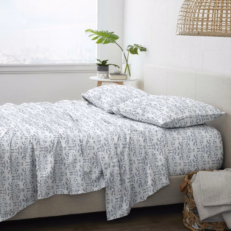 Premium Bed Sheets - Gray Garden Queen 4 Set