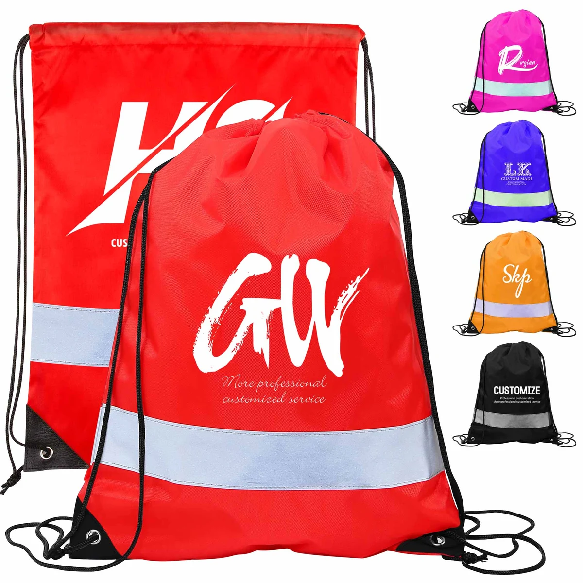 Reflective Strips Cinch Backpack 1