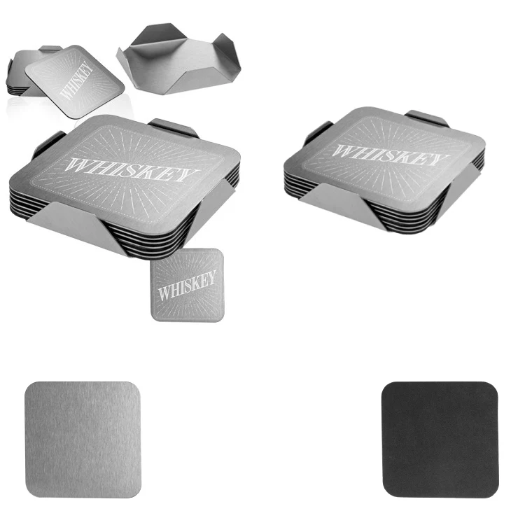 6 Piece Square Coaster Set with Stand 1