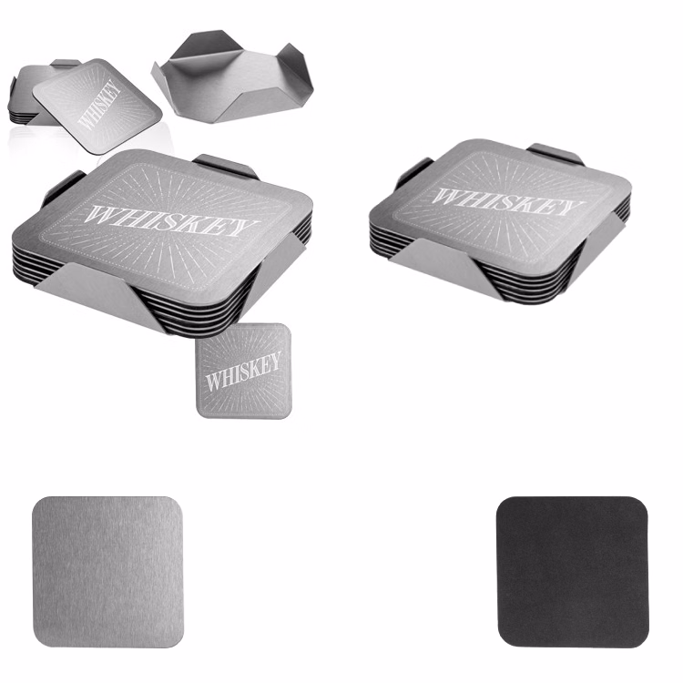6 Piece Square Coaster Set with Stand
