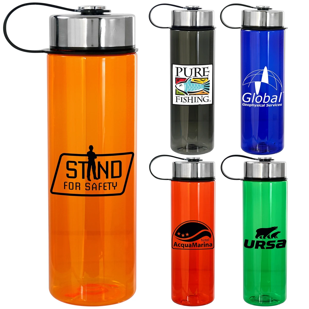 Metal Lanyard Lid Colorful 24oz Bottle, custom water bottle with logo imprint 1