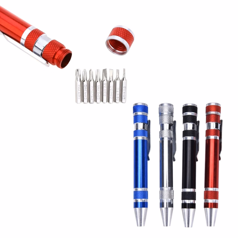 8 In 1 Aluminum Pen-Style Tool Kit
