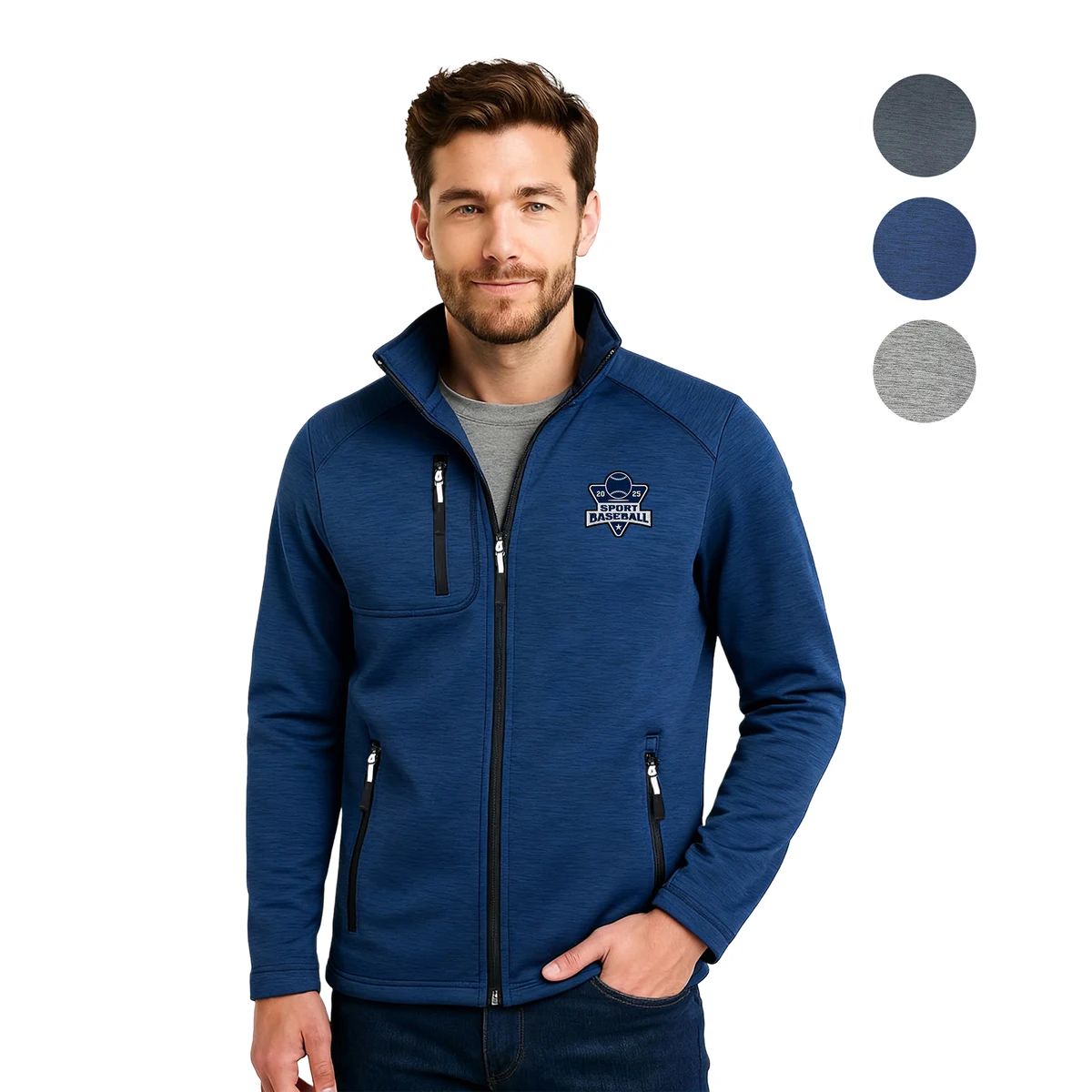 Men's Full-Zip Sweater Fleece Jacket with Chest Pocket 1