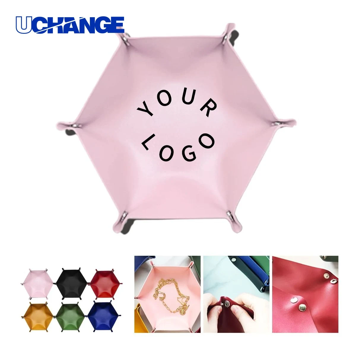 PU Leather Hexagonal Cosmetic Storage Box 1