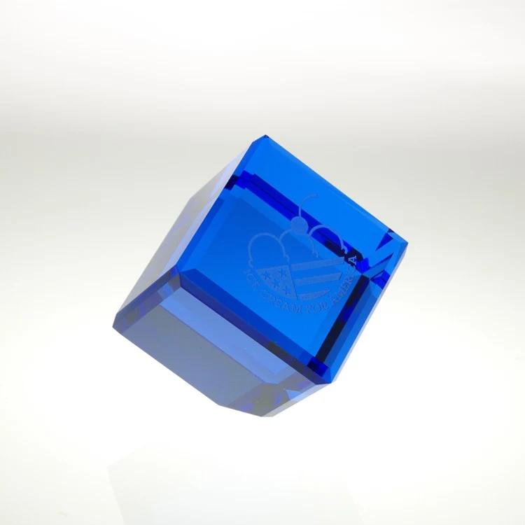 2" Award- Awards, Trophy,Blue Standing Crystal Cube_D545CA 1