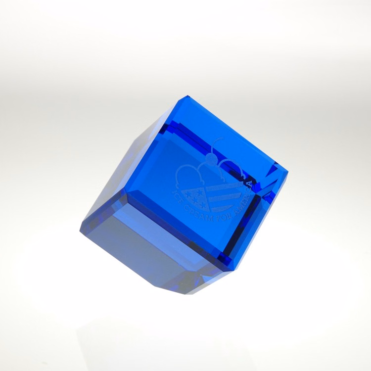2" Award- Awards, Trophy,Blue Standing Crystal Cube_D545CA