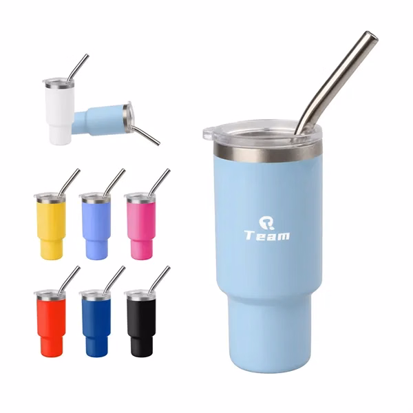 Mini Tumbler Shot Glass 2 Oz With Straw Lid