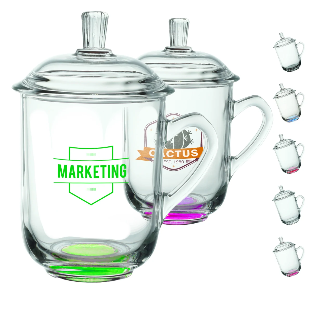 13 oz. Glass Coffee Mugs with Lids 1