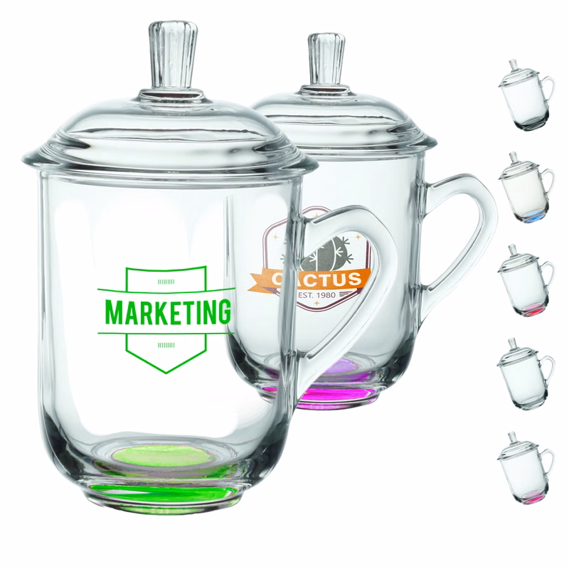 13 oz. Glass Coffee Mugs with Lids