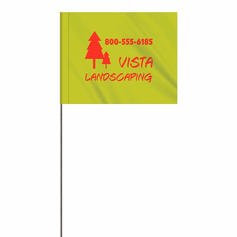 1-Color 4" x 5" Custom Vinyl Marking Flag with 30" Wire