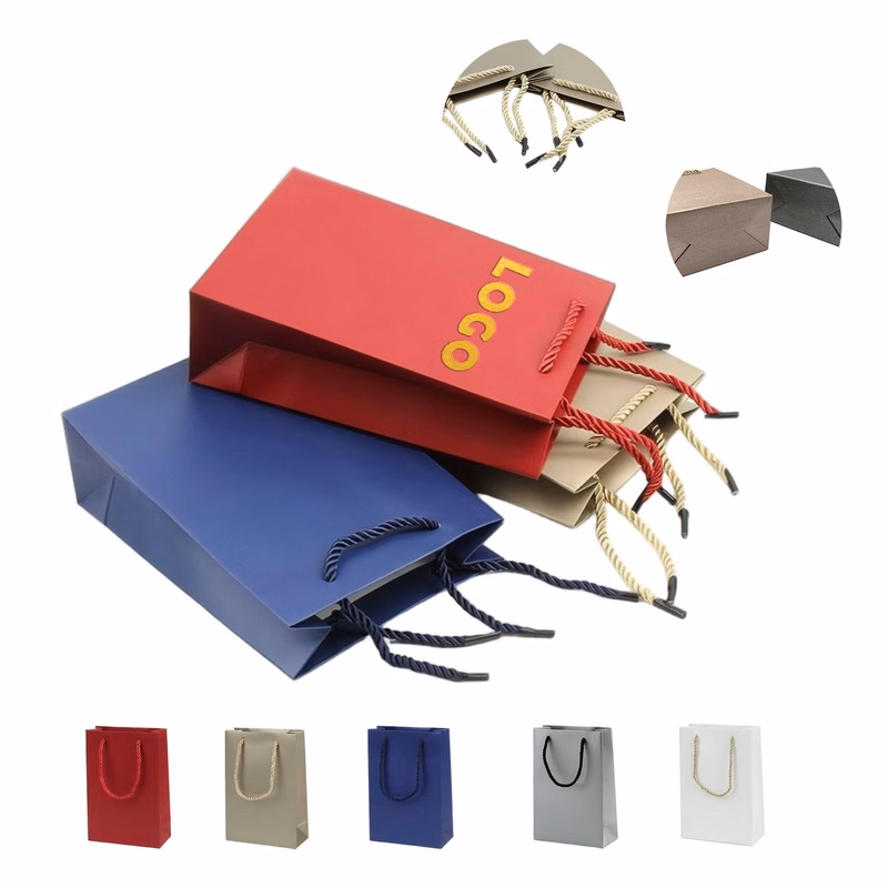 MOQ 50 Premium Colorful Paper Tote Bags Simple Gift Bags