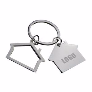 Alloy Dual House Shaped Keychain