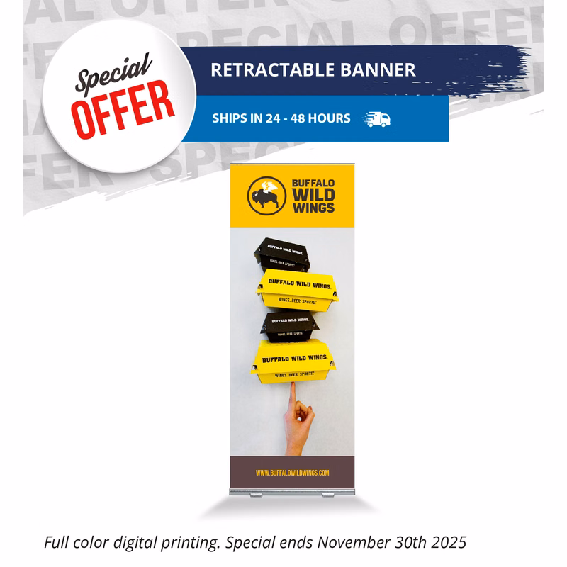 Below EQP Banner Standard Retractable Stand Single Sided (33" x 81")