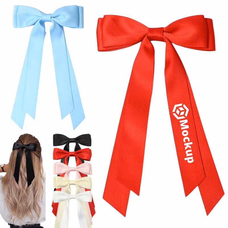 Girl Cute Silky Satin Hair Bow Clip