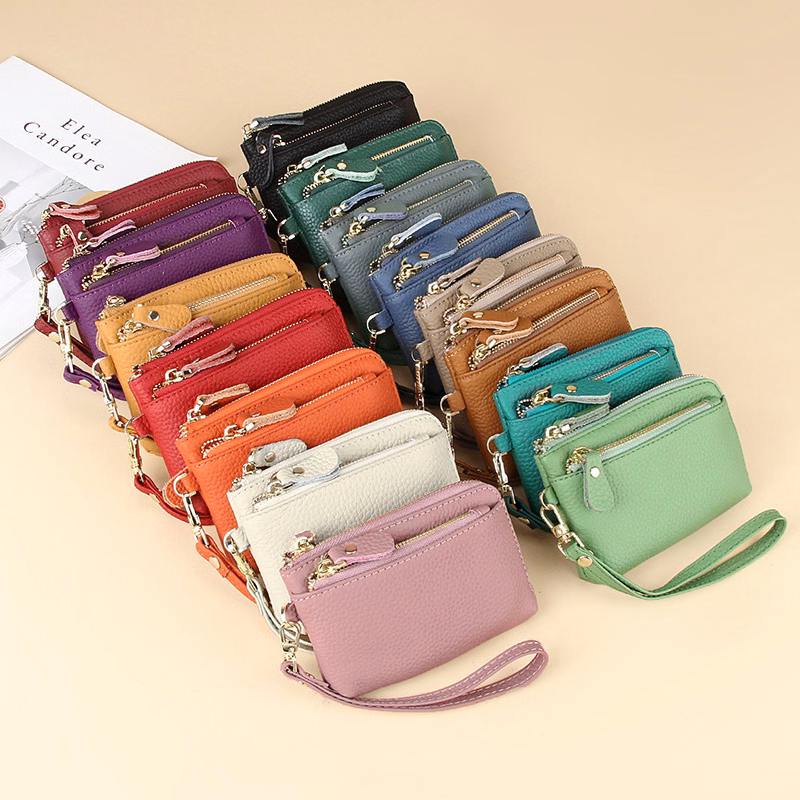 Leather Coin Purse With Wrist Strap